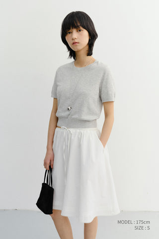 UNISEX LINEN CREWNECK KNIT MELANGE GREY - Dunst