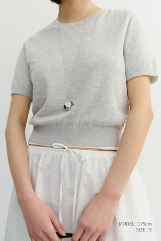 UNISEX LINEN CREWNECK KNIT MELANGE GREY - Dunst