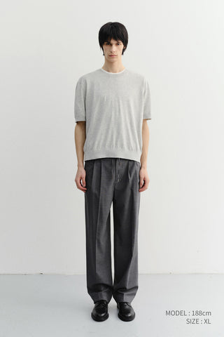 UNISEX LINEN CREWNECK KNIT MELANGE GREY - Dunst