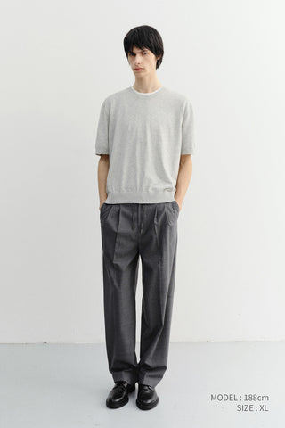 UNISEX LINEN CREWNECK KNIT MELANGE GREY - Dunst