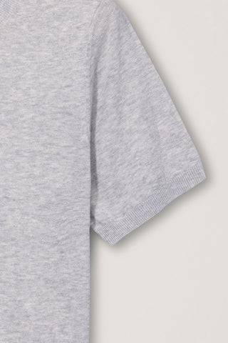 UNISEX LINEN CREWNECK KNIT MELANGE GREY - Dunst