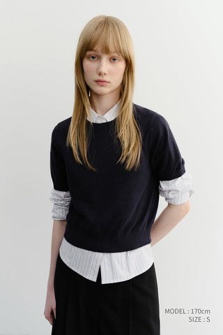 UNISEX LINEN CREWNECK KNIT NAVY - Dunst
