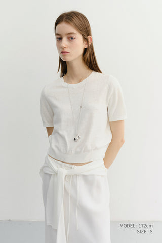 UNISEX LINEN CREWNECK KNIT WHITE - Dunst