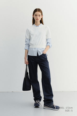 UNISEX LINEN CREWNECK KNIT WHITE - Dunst