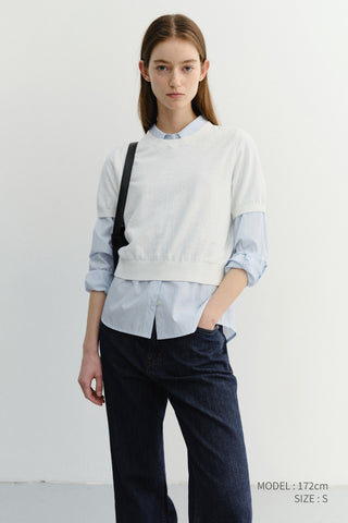 UNISEX LINEN CREWNECK KNIT WHITE - Dunst