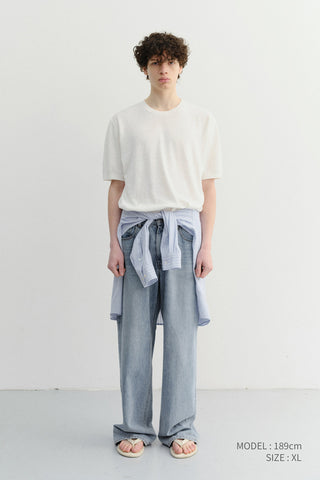 UNISEX LINEN CREWNECK KNIT WHITE - Dunst