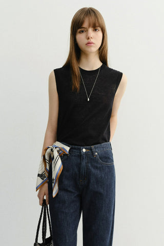 UNISEX SHEER LAYERING KNIT VEST BLACK - Dunst