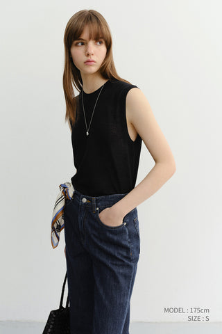 UNISEX SHEER LAYERING KNIT VEST BLACK - Dunst