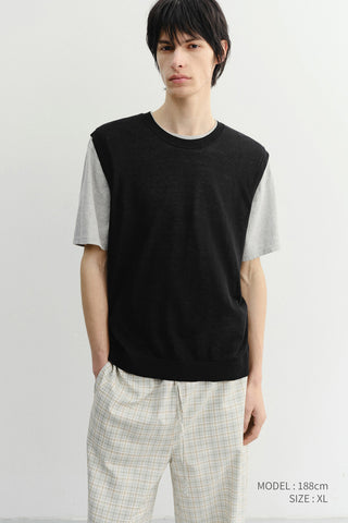 UNISEX SHEER LAYERING KNIT VEST BLACK - Dunst