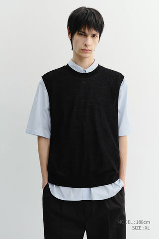 UNISEX SHEER LAYERING KNIT VEST BLACK - Dunst