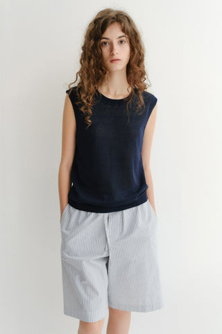 UNISEX SHEER LAYERING KNIT VEST NAVY - Dunst
