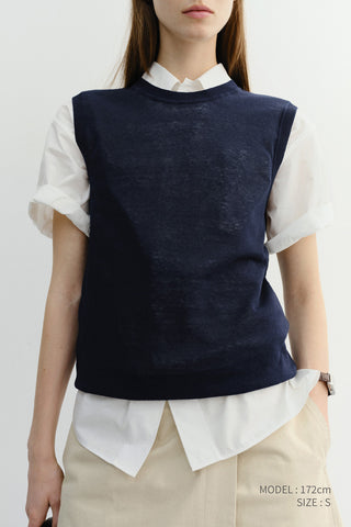 UNISEX SHEER LAYERING KNIT VEST NAVY - Dunst