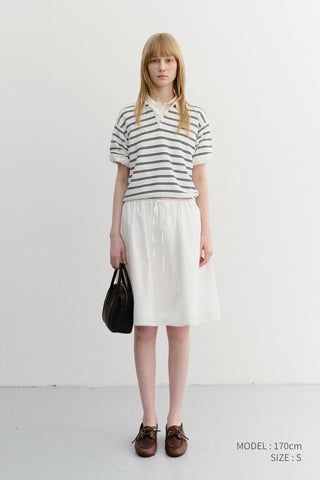 UNISEX SOFT STRIPED POLO KNIT OFF WHITE - Dunst