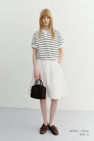 UNISEX SOFT STRIPED POLO KNIT OFF WHITE - Dunst