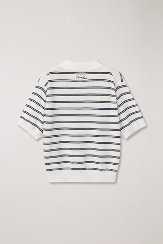 UNISEX SOFT STRIPED POLO KNIT OFF WHITE - Dunst