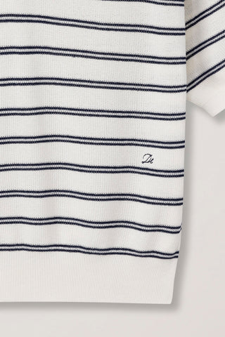UNISEX SOFT STRIPED POLO KNIT OFF WHITE - Dunst