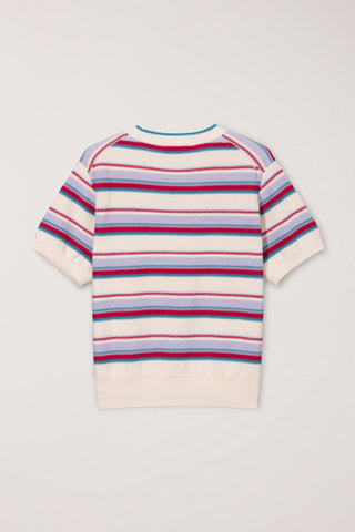 UNISEX STRIPED CREWNECK KNIT CREAM RED - Dunst