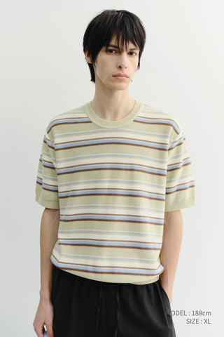UNISEX STRIPED CREWNECK KNIT MINT CREAM - Dunst