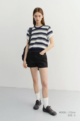 UNISEX STRIPED CREWNECK KNIT NAVY CREAM - Dunst