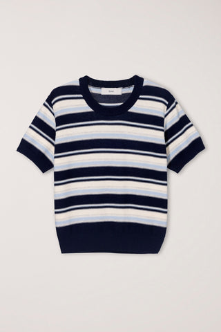 UNISEX STRIPED CREWNECK KNIT NAVY CREAM - Dunst