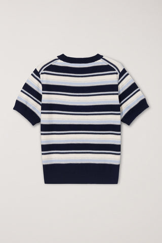 UNISEX STRIPED CREWNECK KNIT NAVY CREAM - Dunst