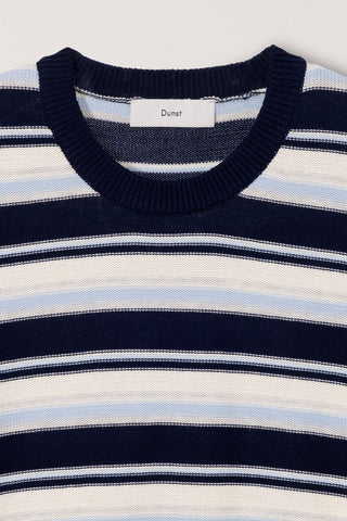 UNISEX STRIPED CREWNECK KNIT NAVY CREAM - Dunst