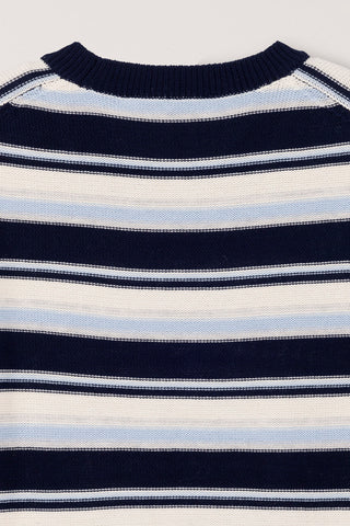 UNISEX STRIPED CREWNECK KNIT NAVY CREAM - Dunst