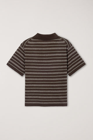 UNISEX STRIPED POLO KNIT BROWN MINT - Dunst