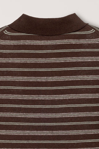 UNISEX STRIPED POLO KNIT BROWN MINT - Dunst