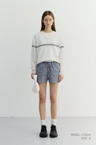 UNISEX V-NECK STRIPED SWEATER CREAM - Dunst
