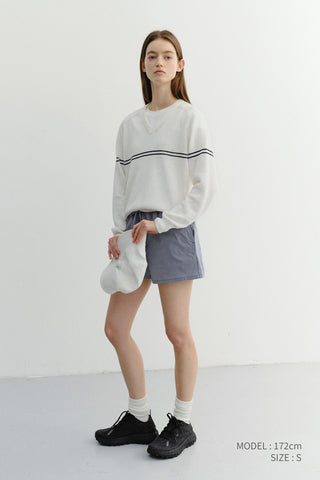 UNISEX V-NECK STRIPED SWEATER CREAM - Dunst
