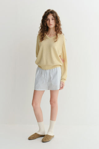 UNISEX V-NECK SWEATER BUTTER - Dunst