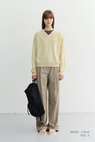 UNISEX V-NECK SWEATER BUTTER - Dunst