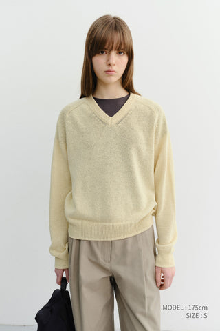 UNISEX V-NECK SWEATER BUTTER - Dunst
