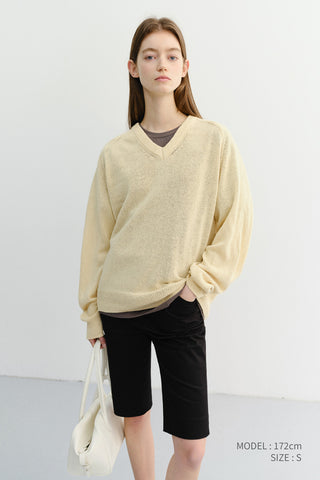 UNISEX V-NECK SWEATER BUTTER - Dunst