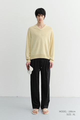 UNISEX V-NECK SWEATER BUTTER - Dunst