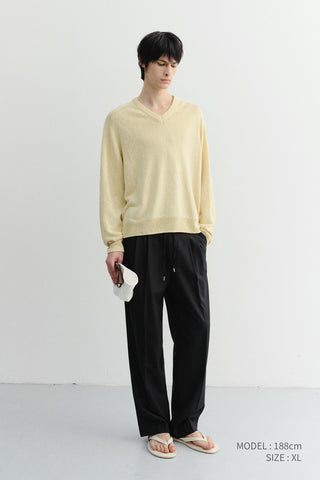 UNISEX V-NECK SWEATER BUTTER - Dunst