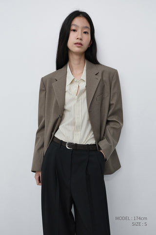 UNISEX CLASSIC 3 BUTTON WOOL BLAZER KHAKI BEIGE