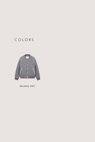 UNISEX BOUCLE WOOL VARSITY JACKET MELANGE GREY