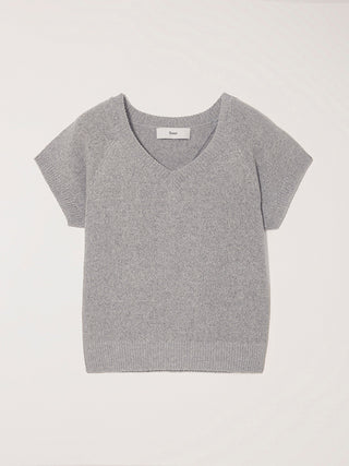 SUMMER LINEN V-NECK KNIT MELANGE GREY
