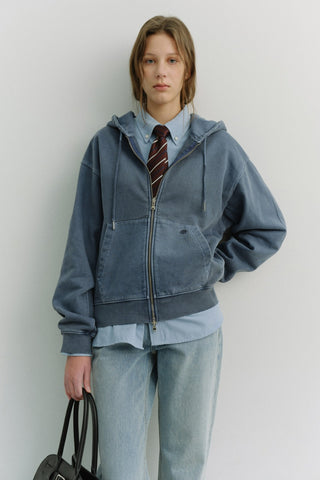 UNISEX GARMENT DYED ZIP-UP HOODIE NAVY