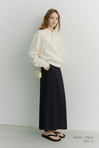 H-LINE STRIPED MAXI SKIRT NAVY STRIPE