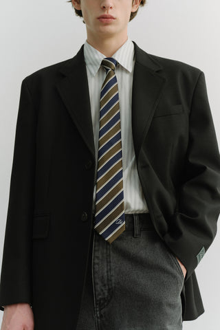 STRIPED TIE OLIVE