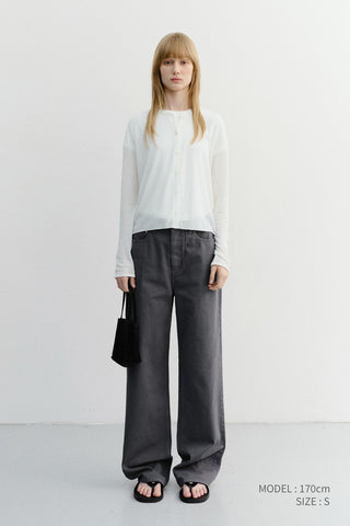 SUMMER ESSENTIAL CREWNECK CARDIGAN WHITE