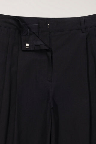 SUMMER DOUBLE PLEATED CHINO SLACKS BLACK