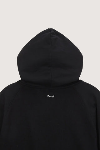 UNISEX LEATHER LOGO ZIP-UP HOODIE BLACK