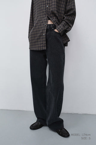 WIDE JEANS WASHED BLACK
