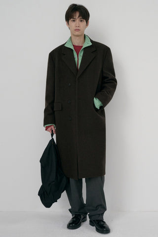 UNISEX BOXY TAILORED COAT DEEP BROWN