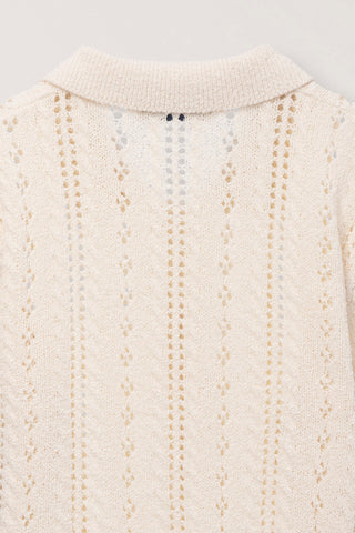 COLLARED HALF SLEEVE CARDIGAN CREAM