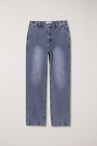STRAIGHT SLACK JEANS GREYISH LIGHT BLUE